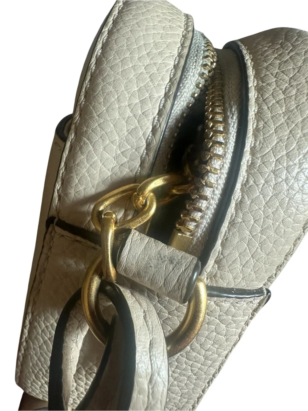 Tory Burch Cream Pebbled Leather Crossbody McGraw Camera Bag with Tassel